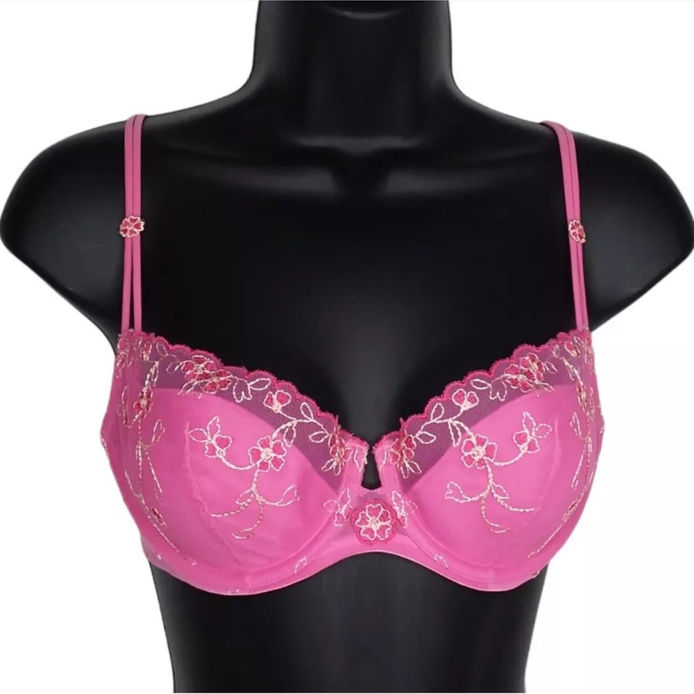 Victoria's Secret Angels Push Up Without Padding Bra Size 34C Floral Lace